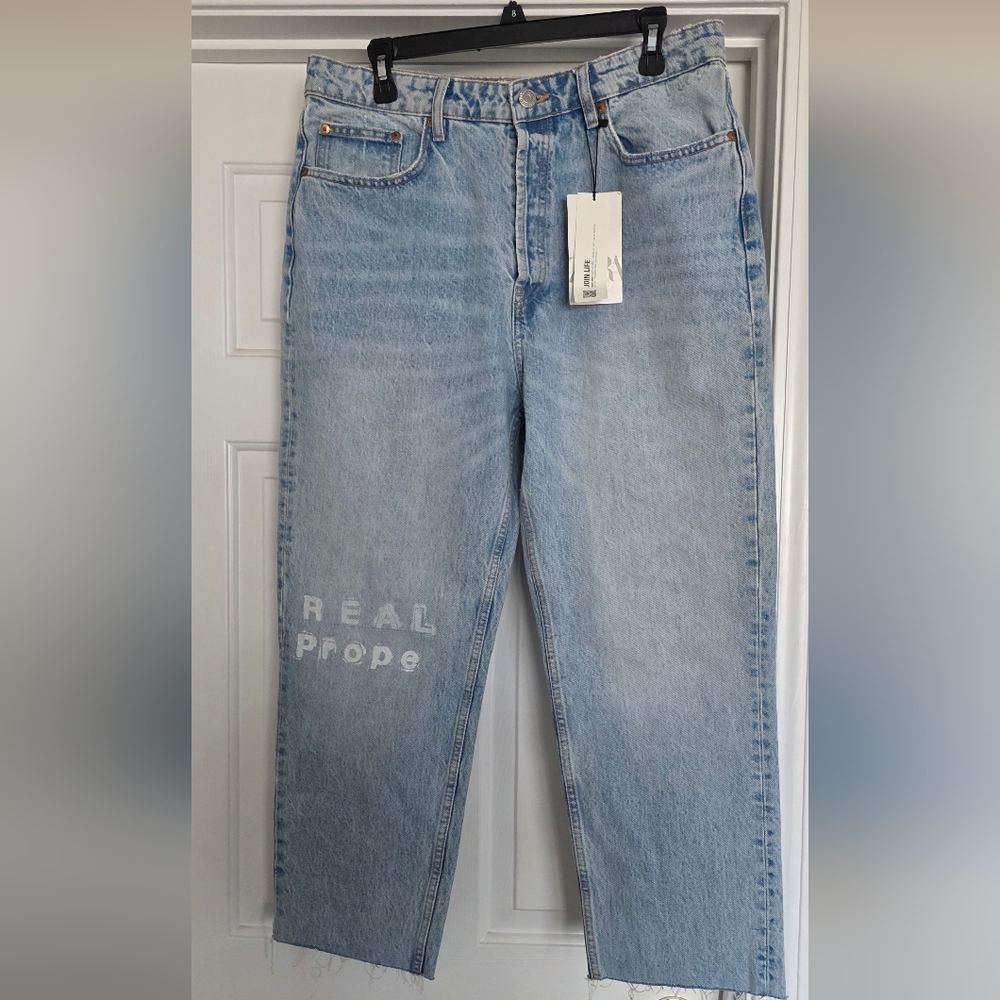 Zara Mom's Jeans Ripped Bottom Bootcut Size 12
